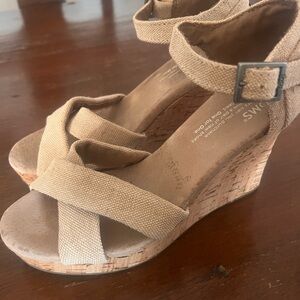 TOMS Beige Wedge Sandals